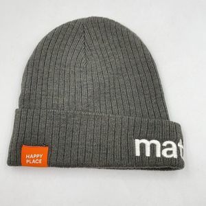 Atlantis Rio Recycled Polyester Beanie Hat Gray Rib Knit One Size Happy Place